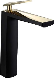 Смеситель для накладной раковины Boheme Venturo чёрный/золото 382-B